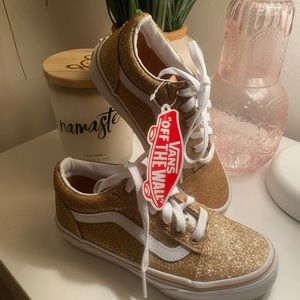 Gold glitter vans kids size 1 Brand new!